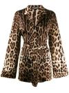 Dolce & Gabbana Diva Belted Leopard-print Silk-blend Satin Pajama Shirt In Brown