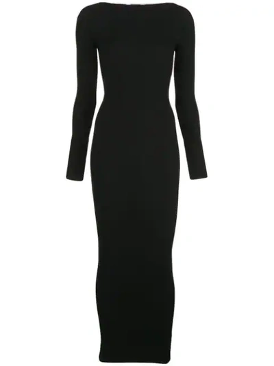 Alexander Wang Zipper Neck Long Sleeve Ribbed Maxi Jumper Dress In Black