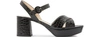 Prada Platform Crocodile-effect Leather Sandals In Black Croc