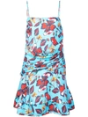 DEREK LAM 10 CROSBY FLORAL PRINT FLOUNCE MINI DRESS