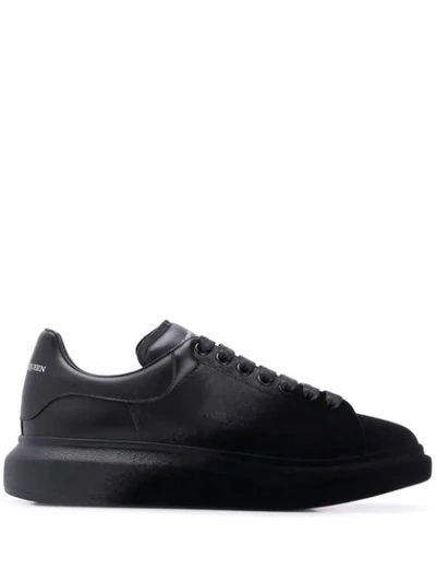 Alexander Mcqueen 45mm Flocked Leather Sneakers In Black