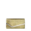 JIMMY CHOO EMMIE Gold Metallic Lizard Print Leather Clutch Bag