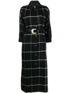JUST CAVALLI BELTED LONG CHECK PRINT COAT