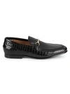 Saks Fifth Avenue Firenze Leather Croc Loafers In Black Croc