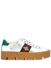 GUCCI GUCCI WOMEN'S ACE EMBROIDERED PLATFORM SNEAKER - 灰色