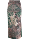 ETRO PRINTED PENCIL MIDI SKIRT