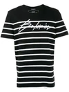 BALMAIN STRIPED SIGNATURE LOGO T-SHIRT