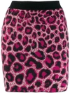 Alberta Ferretti Leopard Print Knit Skirt In Black