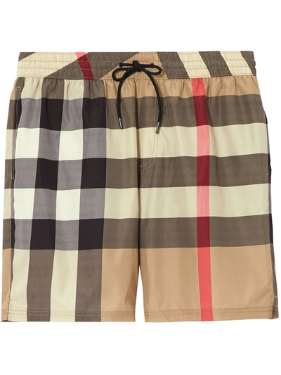 Burberry Men's Guildes Vintage Check Swim Shorts In Archive Beige