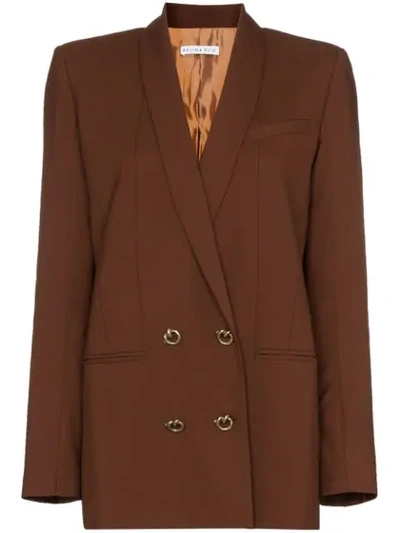 Rejina Pyo Double-breasted Wool Blazer In Rust Brown