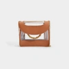 LOEFFLER RANDALL Marla Crossbody Square Bag with Chain in Brown Smooth Leather and Clear PVC