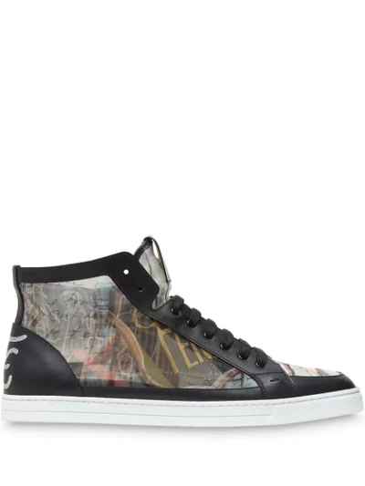 Fendi Men's Karl Lagerfeld Graphic High-top Trainers In Grey