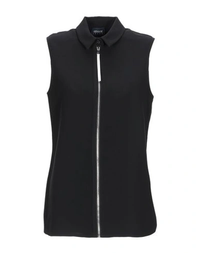 Armani Jeans Solid Color Shirts & Blouses In Black