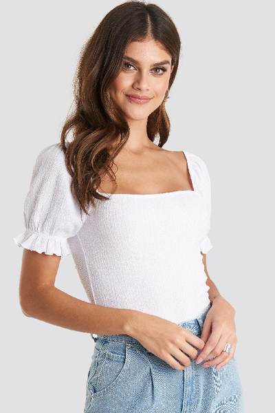 Na-kd Puff Sleeve Square Neck Top White