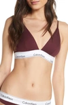 Calvin Klein Modern Triangle Bralette In Deep Maroon