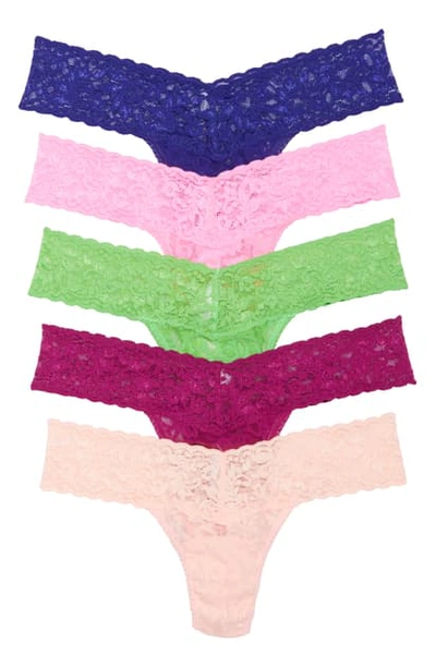 Hanky Panky 5-pack Original Rise Thongs In Fjord