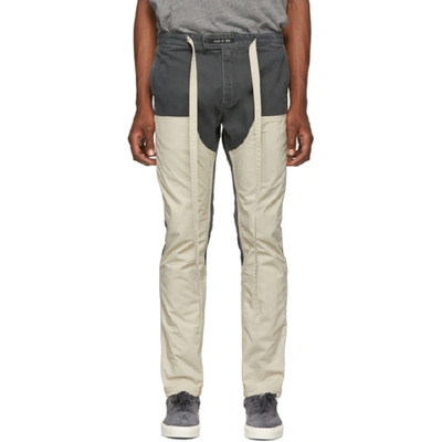 Fear Of God Belted Panelled Cotton-canvas And Nylon Drawstring Trousers In Grey