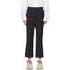 TIBI NAVY ANT EMBROIDERY CROPPED TROUSERS