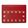 Valentino Garavani Rockstud Card Holder In Ju5 Rouge P