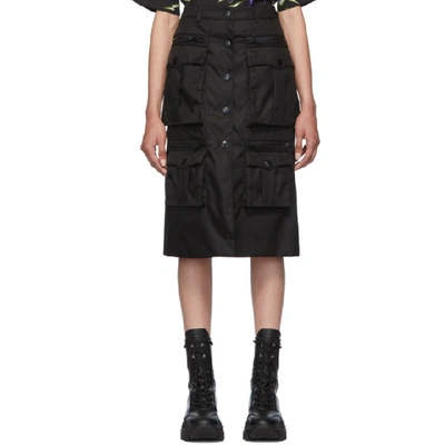 Prada Pocketed Trapeze Gabardine Skirt - 黑色 In Black