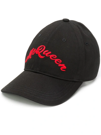 Alexander Mcqueen Embroidered Signature Baseball Hat - 黑色 In Black,red