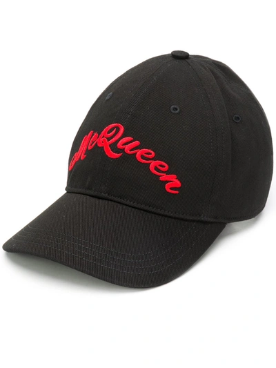 ALEXANDER MCQUEEN ALEXANDER MCQUEEN EMBROIDERED SIGNATURE BASEBALL HAT - 黑色