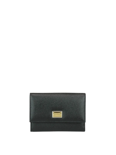 Dolce & Gabbana Continental Leather Wallet In Black