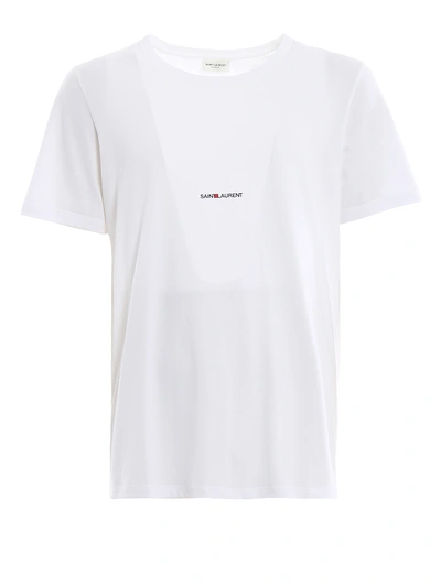Saint Laurent White Cotton Logo T-shirt