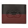 FERRAGAMO RED & BLACK GANCINI BIFOLD WALLET