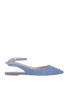 TOD'S TOD'S WOMAN BALLET FLATS PASTEL BLUE SIZE 7.5 GOAT SKIN,11743422PM 8