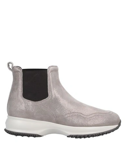 HOGAN HOGAN WOMAN ANKLE BOOTS GREY SIZE 5.5 SOFT LEATHER,11743825IB 8