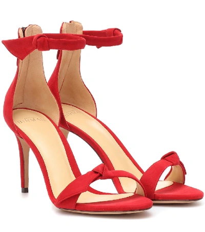 Alexandre Birman Clarita 85mm Suede Ankle-tie Sandals In Red