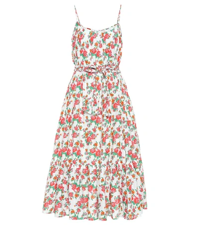 Rhode Lea Gathered Floral-print Cotton-poplin Midi Dress In Multi