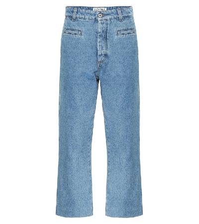 Loewe Cropped High-rise Wide-leg Jeans In Blue