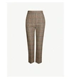 SANDRO CHECKED CROPPED MID-RISE GABARDINE TROUSERS