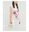 TED BAKER Raspberry Ripple floral-print crepe and jersey T-shirt
