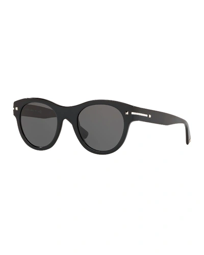 Valentino Two-tone Rockstud Iridescent Sunglasses In Black