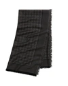 Tory Burch Jacquard Silk-wool Motif Scarf In Black