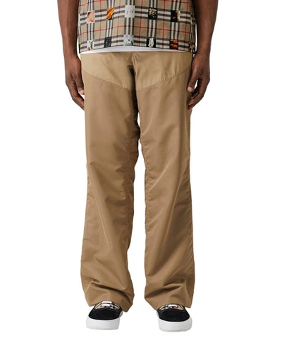 Burberry Panelled Cotton-canvas And Nylon Trousers In Beige
