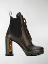 Prada Lace-up 110mm Ankle Boots In F0882 Bruciato+nero