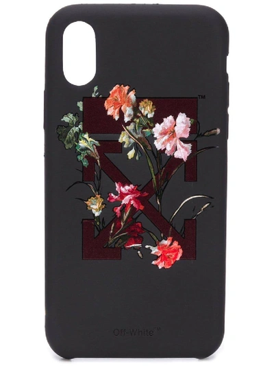 Off-white Multicolored Floral Print Iphone X Case In Black