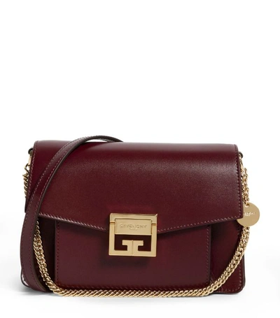 Givenchy Small Leather Gv3 Cross Body Bag In Aubergine