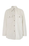MM6 MAISON MARGIELA TWO-TONED LEATHER BUTTON-DOWN SHIRT,S32DL0255 SY1469