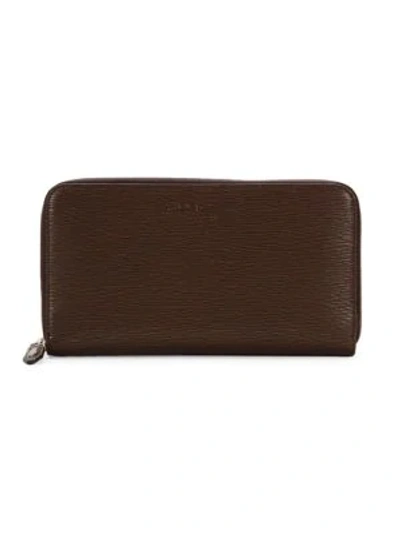 Ferragamo Logo Leather Zip-around Wallet In Brown