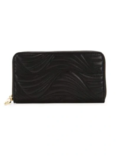 Ferragamo Wavy Quilted Leather Continental Wallet In Black
