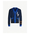 LANVIN RIBBED LOGO-APPLIQUÉD WOOL CARDIGAN