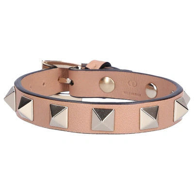 Valentino Garavani Valentino Damen Armband Rockstud Kalbsleder Nieten Taupe In Braun