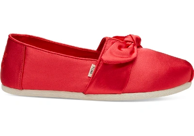 Toms Lava Satin Bow Women's Classics Slip-on Shoes In Red