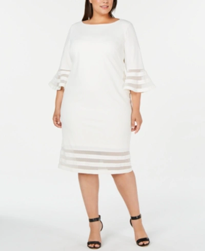 Calvin Klein Plus Size Illusion-trim Sheath Dress In Cream