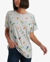 LUCKY BRAND EMBROIDERED FLORAL T-SHIRT
